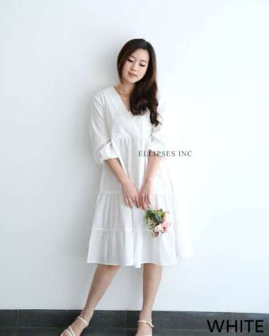 ELLIPSESINC Dress Fashion Casual Wanita / Hyeri Dress XL WHITE
