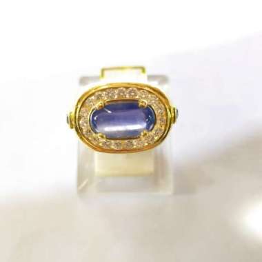 Cincin Blue Sapphire Birma Emas Kuning 850