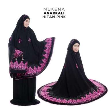 PUSAT GROSIR MUKENA ANARKALI HITAM PINK DEWASA
