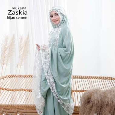 PUSAT GROSIR MUKENA DEWASA ZASKIA HIJAU SEMEN