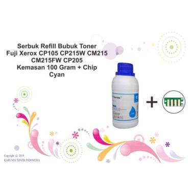 Serbuk Toner Fuji Xerox CP215 CM215 CM215FW CP205 + Chip 100 Gram Cyan Biru