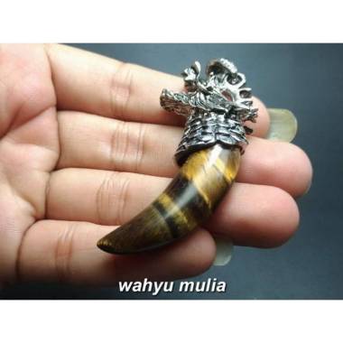 Pendant Batu Tiger Eye Model Taring asli (kode:833) Coklat