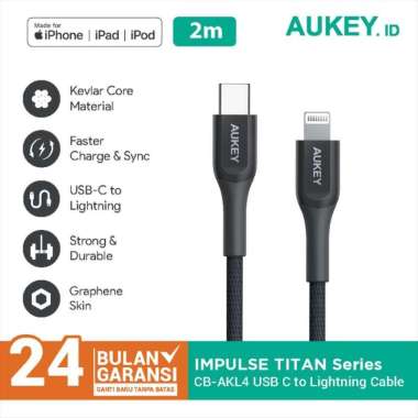 AUKEY CB-AKL4 Kabel Charger Black Mfi USB Type-C to Lightning