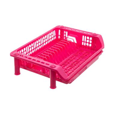 Shinpo Rak Piring Plastik Satu Susun - Pink