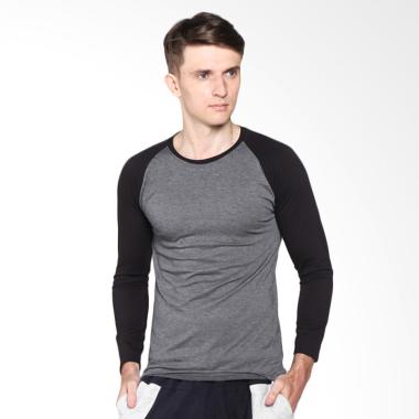 VM Kaos Oblong Reglan Panjang Stretch - Abu Kombinasi