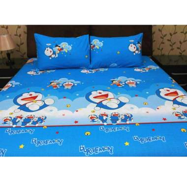 Ellenov Rumbai Doraemon Fly Katun Set Sprei