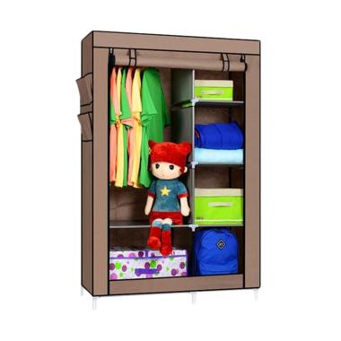 Gogo Model Clothes Rack with Cover Lemari Pakaian - Coklat