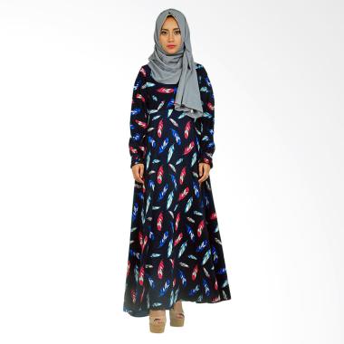Hanalila Daily Hijab Viola Abaya Motif Quill Dress Muslim - Navy