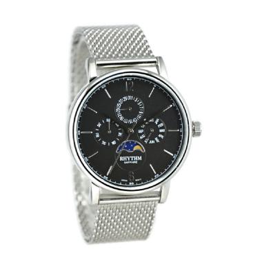 Rhythm FI1608S02 Jam Tangan Pria - Silver Plat Hitam Silver/ Black