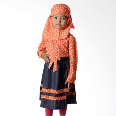 4 You Moslem Floral Dress Baju Muslim Anak - Orange