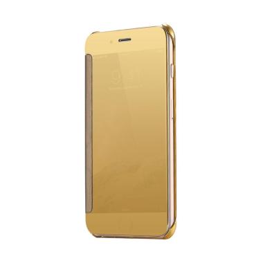 OEM Wallet Mirror View Flip Cover Casing for Oppo A39 New - Gold