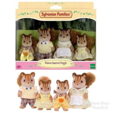 Sylvanian Friends Walnut Squirrel Family Tupai 4 Karakter Kelinci