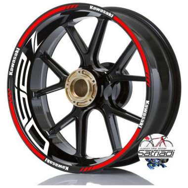 Stiker Velg Sticker Decal Motor Kawasaki Z250 v4 bisa custom ninja 250fi 300 600 Merah