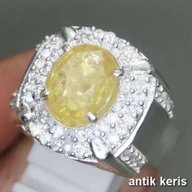 Batu Mulia Kristal Kuning Yellow Safir Asli Yakut Natural Cincin Perak