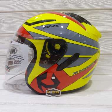 Helm NHK R1 Motif Nema Yellow Fluorescent Red Silver Kuning Stabilo Flo Merah Abu Double Visor L