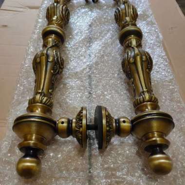 Handle Pintu Rumah Kuningan Ukir 55 cm Asli Kuningan