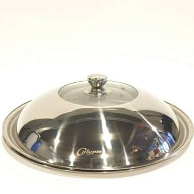 Tutup Wajan Panci Kukus Kuali Wok Pan Stainless Kaca Merk Calypso 42cm ORI 100% Multicolor