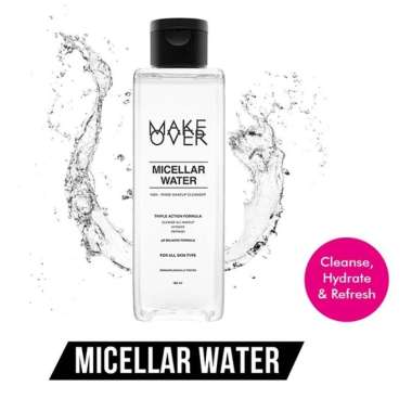 Make Over Micellar Water 185ml - Penghapus Make Up Waterproof - Pembersih Wajah Kulit Kering - Micel