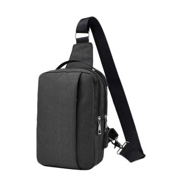 Chemz Shop USB Charger Port Canvas Import Crossbody Tas Selempang Pria
