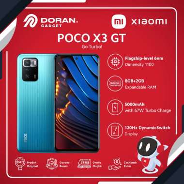 Xiaomi POCO X3 GT 8/256GB NFC 6.6” Layar Smartphone Android HP Wave Blue