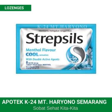 Strepsils Cool Isi 8 Butir / Permen Pelega Tenggorokan Radang Batuk Serak
