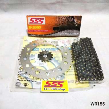 Gear Set SSS WR155 dan Rantai SSS 428 140 HMX Black Black + Chrome