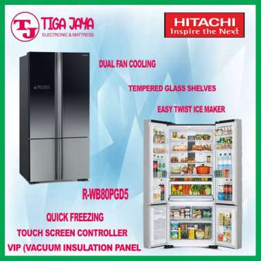 HITACHI RWB80PGD5XGR KULKAS INVERTER R WB80PG5 KULKAS 4 PINTU