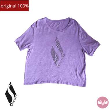 Skechers Women’s Tee sport lilac gray Baju Olahraga wanita skechers original 100% / Baju Olahraga sk