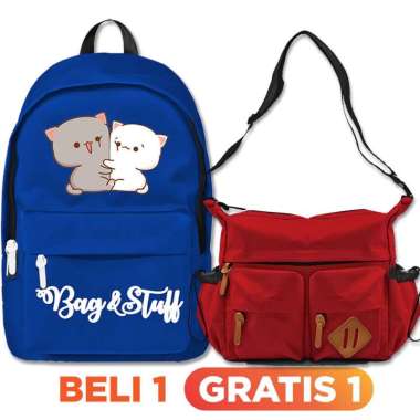 BELI 1 GRATIS 1 - BELI 1 KUCING TAS RANSEL SEKOLAH PRIA WANITA UNISEX + GRATIS 1 CRUSADER WARNA ACAK
