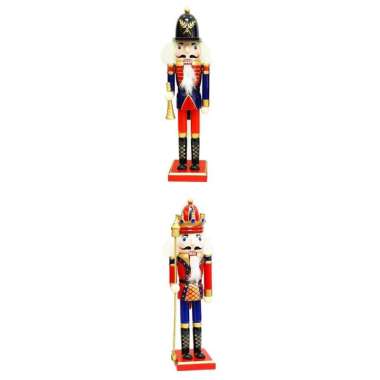2pcs/Lots Hand Painted Rocking Horse Soldier Nutcracker Statue Home Décor 
