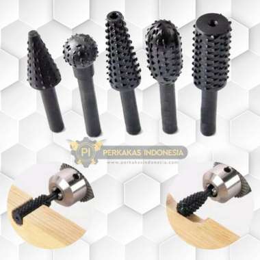 Mata Bor Gerinda Kikir Ukir Keruk Kayu SET 5 Pcs RASP 6mm Bit Mini Gurinda Grinder Chisel Rotary Mat