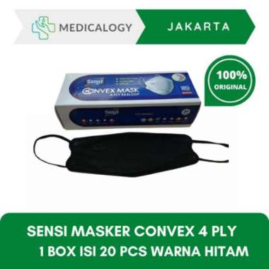 Sensi Masker Sensi Convex Masker Wajah Hitam isi 20 Masker Sensi Convex