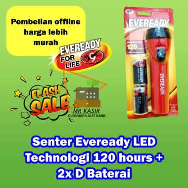 Senter Eveready LED Technologi 120 hours bonus 2x D Baterai Flashlight