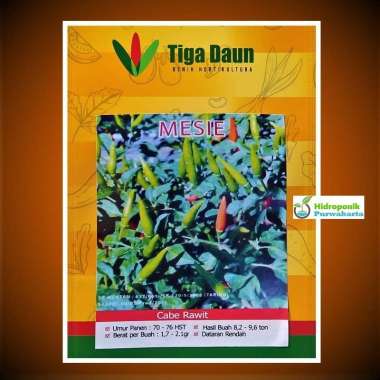 Benih Cabe Cabai Rawit Mesie Isi 10 Gram Cap Tiga Daun Tipe Tegak