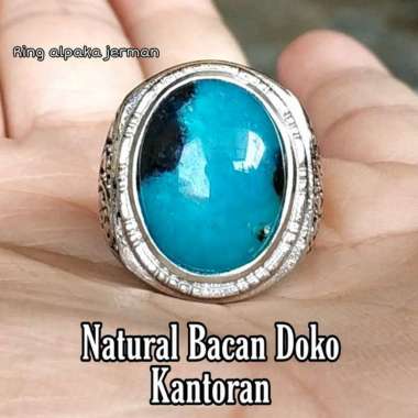 CINCIN BATU AKIK NATURAL KANTORAN BACAN DOKO TOTOL KRISTAL BIRU TEMBUS KINCLONG HABIS