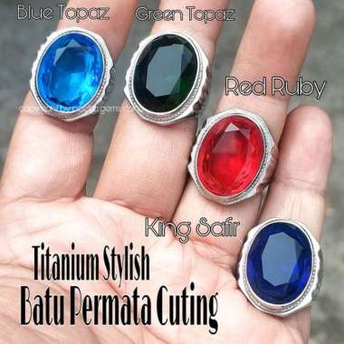 CINCIN BATU PERMATA TITANIUM CUTING AL VARIANT ALA THANOS BIG SIZE Red Ruby RING 10