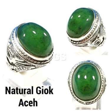 CINCIN BATU AKIK NATURAL GIOK HIJAU ACEH TOTOL BODYGLASS RING 8