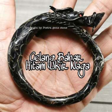 Gelang Akar Bahar Hitam Ukir Naga Full Sisik Agak Besar