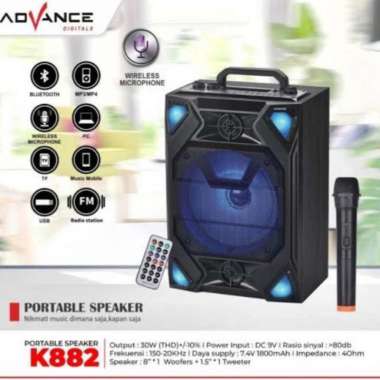 Speaker Portable Meeting Bluetooth 8" K 882 ADVANCE +Mic+Remote