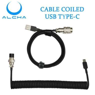 ORIGINAL ALCHA CABLE COILED TYPE C AVIATOR KABEL MECHANICAL KEYBOARD BLACK