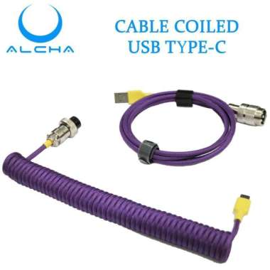 ORIGINAL ALCHA CABLE COILED TYPE C AVIATOR KABEL MECHANICAL KEYBOARD PURPLE