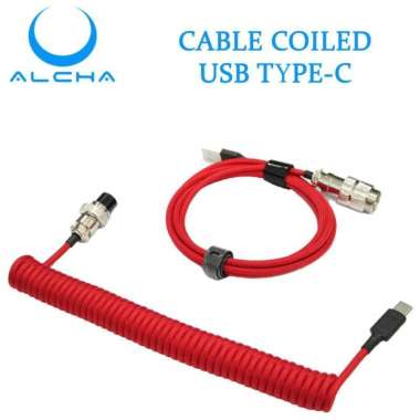 ORIGINAL ALCHA CABLE COILED TYPE C AVIATOR KABEL MECHANICAL KEYBOARD RED