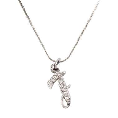 1901 Jewelry Kalung Silver Initial F Lapis Emas Italy