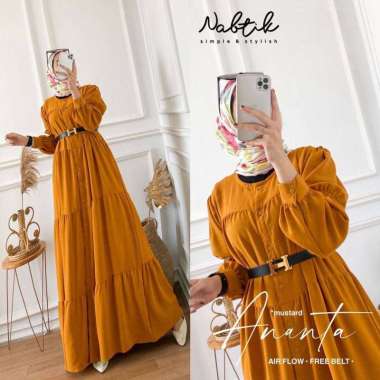 Ananta Gamis -Gamis Susun Crinkle Airflow Premium Lengan Panjang Baju Wanita Muslim Kekinian LD 110 