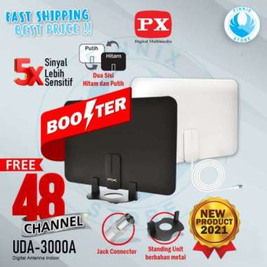 Antena Tv Digital Analog Indoor Dvb-T2 + Booster Px Uda-3000A Original 100% (Kode 3552)) PX UDA-3000