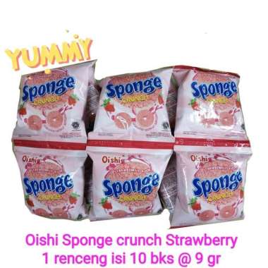sponge crunch strawberry oishi renceng
