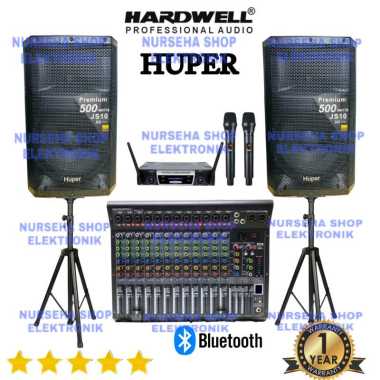 Paket speaker aktif Huper 15 inch JS10 mixer hardwell 12 channel mark12 sound system outdoor