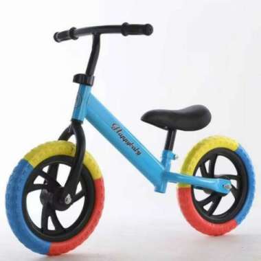 Sepeda Anak Roda 2Tanpa Pedal Balance Bike Sepeda Keseimbangan biru plangi