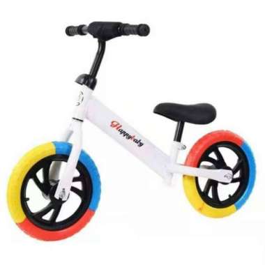 Sepeda Anak Roda 2Tanpa Pedal Balance Bike Sepeda Keseimbangan putih pelangi