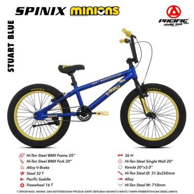Sepeda BMX 20 Inch PACIFIC SPINIX MINIONS New Steel Stuart Blue